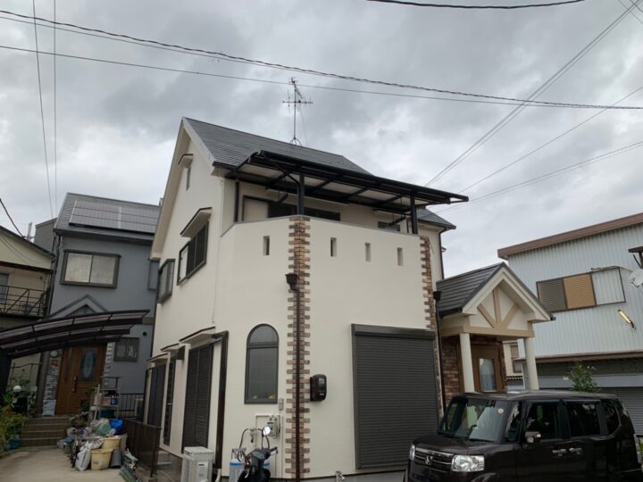大阪狭山市 M様邸 外壁塗装、屋根塗装、付帯塗装、ベランダ防水、コーキング施工