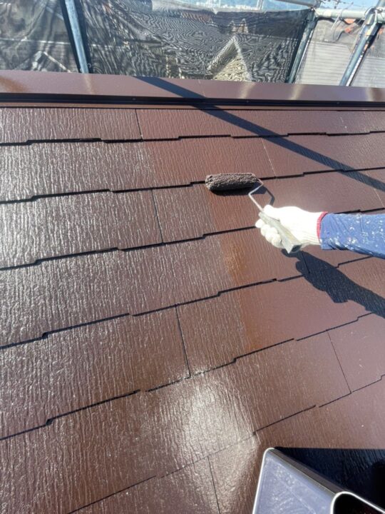 屋根上塗り2回目