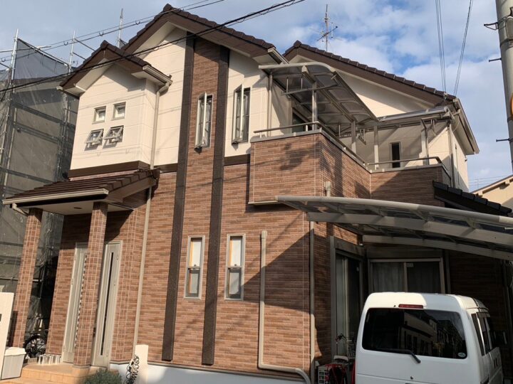 大阪狭山市 OB様邸 外壁塗装、屋根塗装、付帯塗装、コーキング施工、ベランダ防水