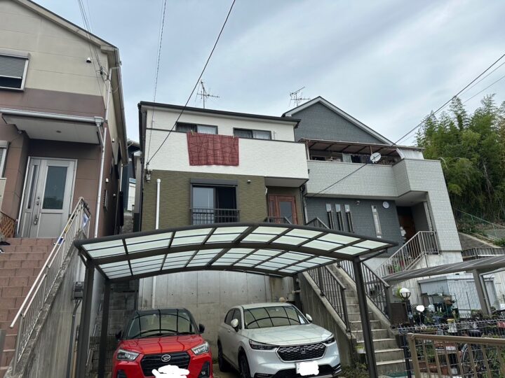 富田林市 KM様邸 屋根塗装、外壁塗装、付帯塗装、ベランダ防水、コーキング施工