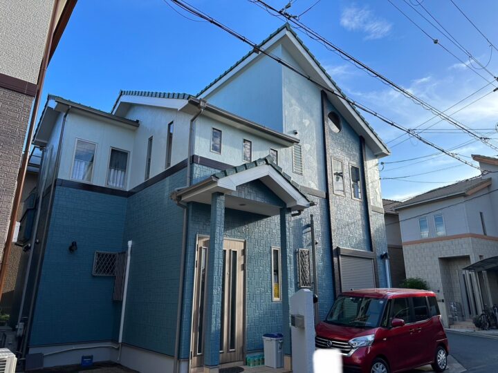 大阪狭山市 SM様邸 屋根塗装、外壁塗装、付帯塗装、コーキング施工、ベランダ防水