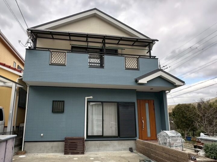 南河内郡河南町FK様邸  外壁塗装、付帯塗装、シーリング施工、軒天塗装、ベランダ防水